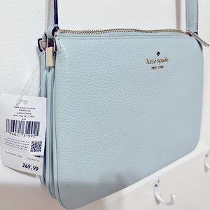 NWT Triple Gusset Leila Kate Spade crossbody Dewy Blue